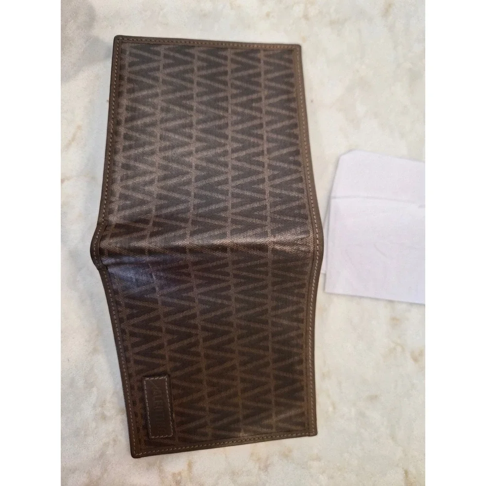 Mario Valentino Mens Brown Monogram Bifold Wallet Made in Italy Leather Interior